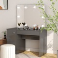 vidaXL Schminktisch LED-Beleuchtung 110x55x145cm MDF Glänzendes Grau