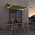 vidaXL Gelenkarmmarkise Einziehbar mit LED 400x300 cm Gelb und Weiß