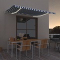 vidaXL Gelenkarmmarkise Einziehbar mit LED 400x350 cm Blau und Weiß