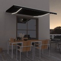 vidaXL Gelenkarmmarkise Einziehbar mit LED 450x350 cm Anthrazit
