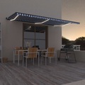 vidaXL Gelenkarmmarkise Einziehbar mit LED 600x300 cm Blau und Weiß