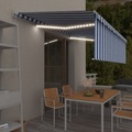 vidaXL Gelenkarmmarkise Einziehbar mit Volant & LED 5x3 m Blau & Weiß