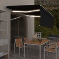 vidaXL Gelenkarmmarkise Einziehbar mit Volant & LED 4x3 m Anthrazit