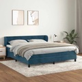 vidaXL Boxspringbett mit Matratze Dunkelblau 160x200 cm Samt