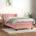 vidaXL Boxspringbett mit Matratze Rosa 90x200 cm Samt