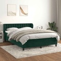vidaXL Boxspringbett mit Matratze Dunkelgrün 140x200 cm Samt