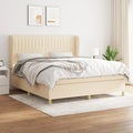 vidaXL Boxspringbett mit Matratze Creme 180x200 cm Stoff