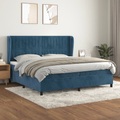vidaXL Boxspringbett mit Matratze Dunkelblau 200x200 cm Samt
