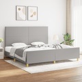 vidaXL Bettgestell mit Kopfteil Hellgrau 200x200 cm Stoff