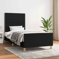 vidaXL Bettgestell mit Kopfteil Schwarz 80x200 cm Stoff