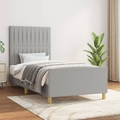 vidaXL Bettgestell mit Kopfteil Hellgrau 90x200 cm Stoff