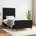 vidaXL Bettgestell mit Kopfteil Schwarz 90x200 cm Stoff
