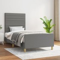 vidaXL Bettgestell mit Kopfteil Dunkelgrau 90x200 cm Stoff
