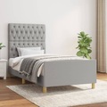 vidaXL Bettgestell mit Kopfteil Hellgrau 90x200 cm Stoff