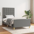 vidaXL Bettgestell mit Kopfteil Dunkelgrau 100x200 cm Stoff