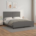 vidaXL Bettgestell mit Kopfteil Grau 160x200 cm Kunstleder