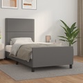 vidaXL Bettgestell mit Kopfteil Grau 90x200 cm Kunstleder