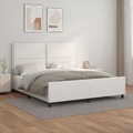 vidaXL Bettgestell mit Kopfteil Weiß 160x200 cm Kunstleder