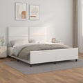 vidaXL Bettgestell mit Kopfteil Weiß 160x200 cm Kunstleder