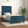 vidaXL Bettgestell mit Kopfteil Dunkelblau 100x200 cm Samt