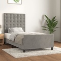 vidaXL Bettgestell mit Kopfteil Hellgrau 90x190 cm Samt