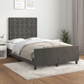 vidaXL Bettgestell mit Kopfteil Dunkelgrau 120x200 cm Samt