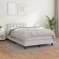 vidaXL Boxspringbett mit Matratze Weiß 120x200 cm Kunstleder