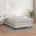 vidaXL Boxspringbett mit Matratze Weiß 120x200 cm Kunstleder