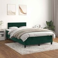 vidaXL Boxspringbett mit Matratze Dunkelgrün 120x200 cm Samt