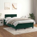 vidaXL Boxspringbett mit Matratze Dunkelgrün 120x200 cm Samt
