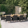 vidaXL 11-tlg. Garten-Essgruppe mit Kissen Schwarz