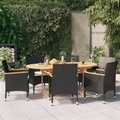 vidaXL 7-tlg. Garten-Essgruppe mit Kissen Schwarz