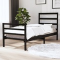 vidaXL Massivholzbett Schwarz Kiefer 75x190 cm 2FT6 Small Single