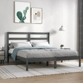 vidaXL Massivholzbett Grau 135x190 cm 4FT6 Double