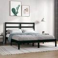 vidaXL Massivholzbett Schwarz 150x200 cm