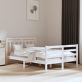 vidaXL Massivholzbett Weiß 135x190 cm 4FT6 Double