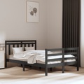 vidaXL Massivholzbett Grau 135x190 cm 4FT6 Double