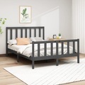 vidaXL Massivholzbett Grau Kiefer 150x200 cm 5FT King Size