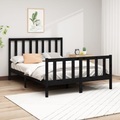 vidaXL Massivholzbett Schwarz Kiefer 150x200 cm 5FT King Size