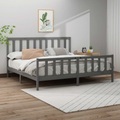 vidaXL Massivholzbett Grau Kiefer 200x200 cm