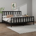 vidaXL Massivholzbett Schwarz Kiefer 200x200 cm