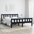 vidaXL Massivholzbett Schwarz 135x190 cm 4FT6 Double