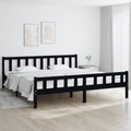 vidaXL Massivholzbett Schwarz 200x200 cm