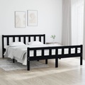 vidaXL Massivholzbett Schwarz 140x200 cm