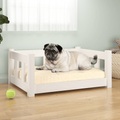 vidaXL Hundebett Weiß 65,5x50,5x28 cm Massivholz Kiefer