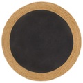 vidaXL, vidaXL Teppich Geflochten Schwarz & Natur 120 cm Jute & Baumwolle Rund
