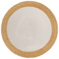 vidaXL, vidaXL Teppich Geflochten Weiß & Natur 120 cm Jute & Baumwolle Rund