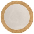 vidaXL, vidaXL Teppich Geflochten Weiß & Natur 180 cm Jute & Baumwolle Rund