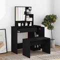 vidaXL, vidaXL Schminktisch mit Spiegel Schwarz 86,5x35x136 cm