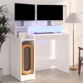 vidaXL, vidaXL Schreibtisch mit LEDs Weiß 97x45x90 cm Holzwerkstoff